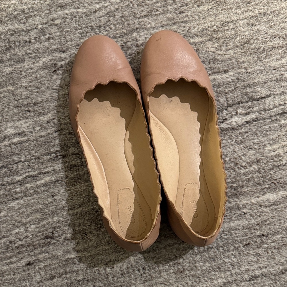 Chloe Pink Scalloped Ballet Flats 36